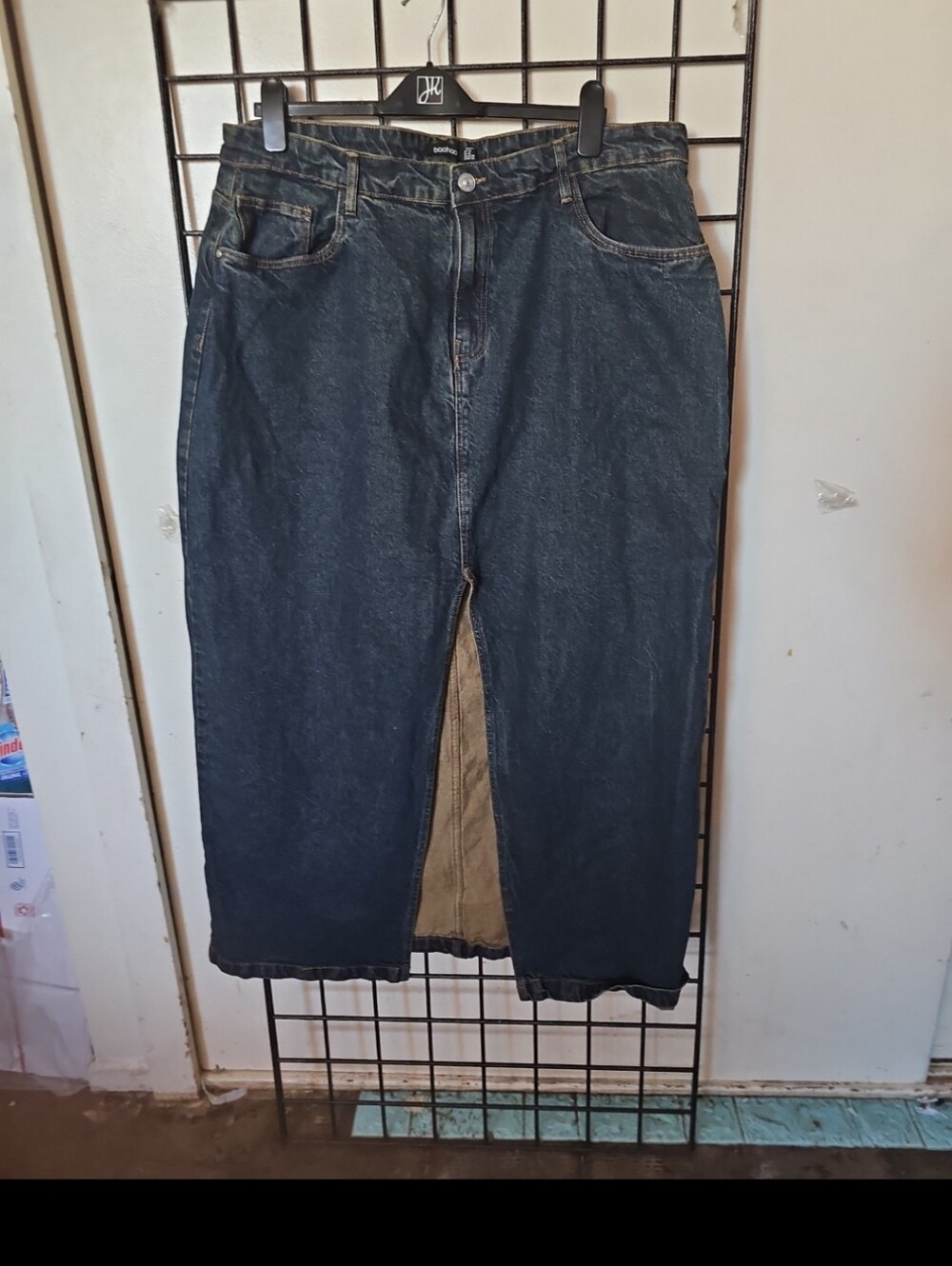 Boohoo Dark Blue Straight Denim Skirt-Jeans
